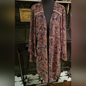 Wishful Park Navy and Copper Paisley Open Kimono